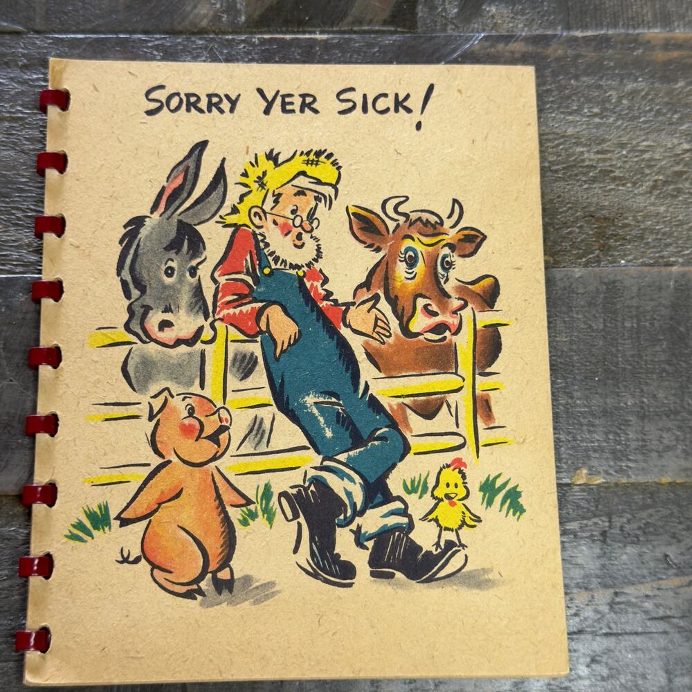 Vintage Hallmark Rufftex Card 40's‎ "Sorry Yer Sick" Get Well Soon Card